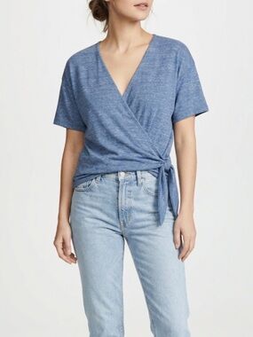 Gap Blue Stretch Knit Wrap Style Top Size XXL